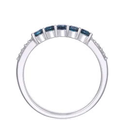London Blue Topaz And Diamond Accent Stack Ring In 10K White Gold