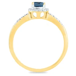 London Blue Topaz And Diamond Ring In 10K Yellow Gold (1/10 Ct. Tw.)