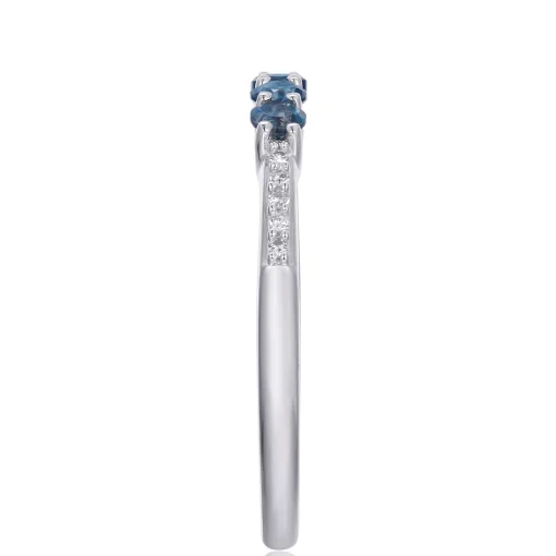 London Blue Topaz And Diamond Accent Stack Ring In 10K White Gold