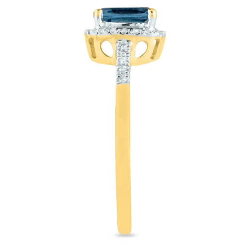 London Blue Topaz And Diamond Ring In 10K Yellow Gold (1/10 Ct. Tw.)