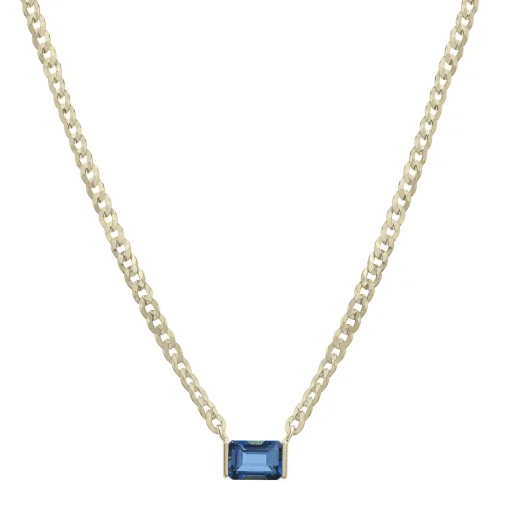 London Blue Topaz Cuban Link Necklace In Vermeil