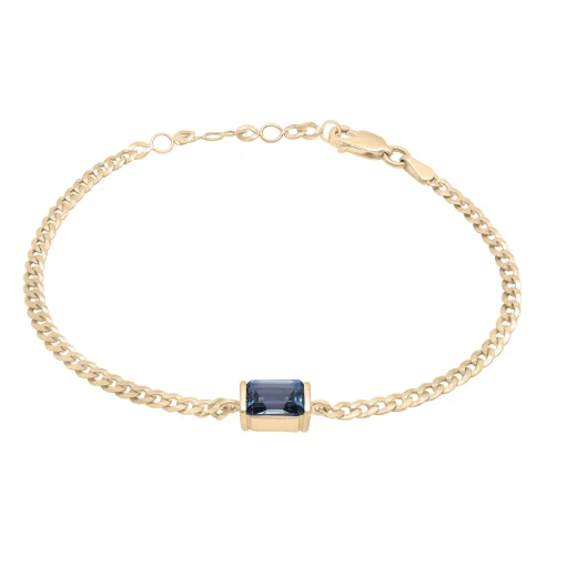 London Blue Topaz Cuban Link Bracelet In Vermeil