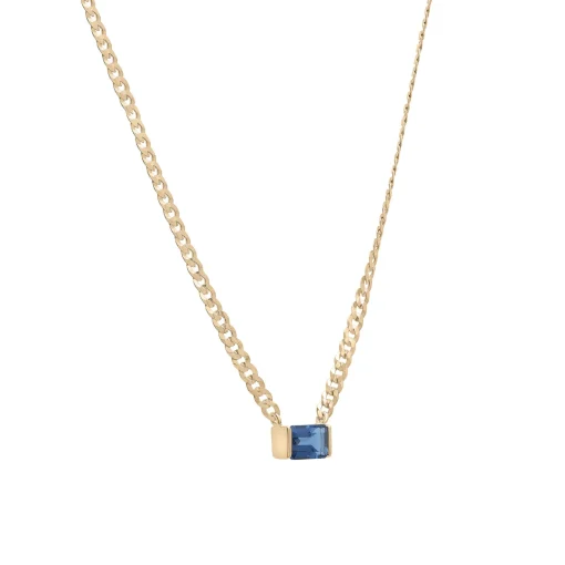 London Blue Topaz Cuban Link Necklace In Vermeil