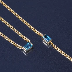 London Blue Topaz Cuban Link Bracelet In Vermeil