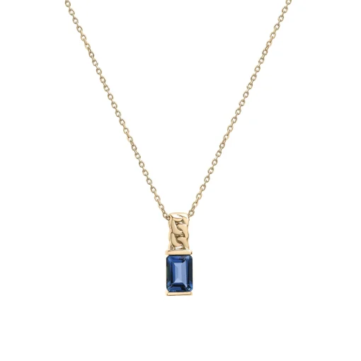 London Blue Topaz Curb Link Pendant In Vermeil