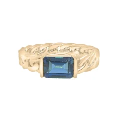 London Blue Topaz Curb Link Ring In Vermeil