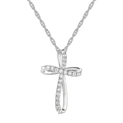 Loop Cross Pendant In 10K White Gold (1/10 Ct. Tw.)