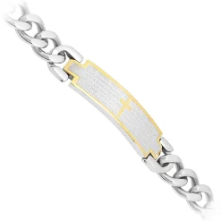 Lord's Prayer Curb Link Id Bracelet In Yellow Ion-Plated Stainless Steel, 12Mm, 8.5"