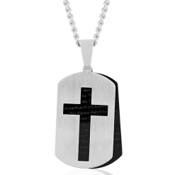 Lord's Prayer Pendant In Sterling Silver And Stainless Steel