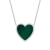 Malachite And Diamond Heart Necklace In Sterling Silver (1/4 Ct. Tw.)