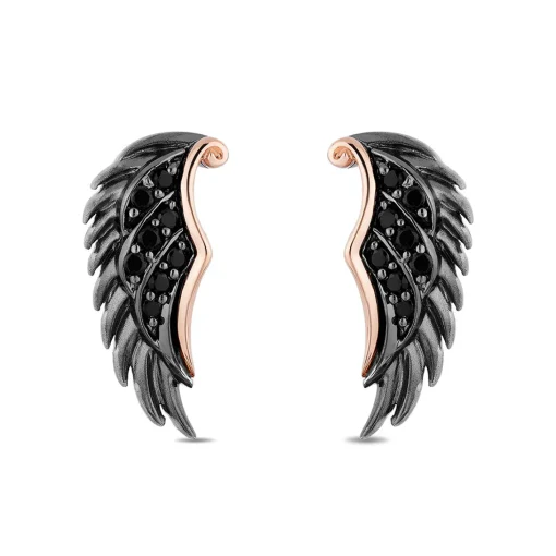 Maleficent Black Diamond Earrings In Black Rhodium-Plated Sterling Silver (1/7 Ct. Tw.)
