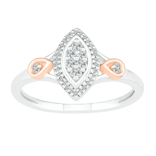 Marquise Diamond Cluster Promise Ring In Sterling Silver (1/7 Ct. Tw.)