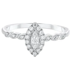Marquise Shaped Diamond Promise Ring In 10K White Gold (1/5 Ct. Tw.)