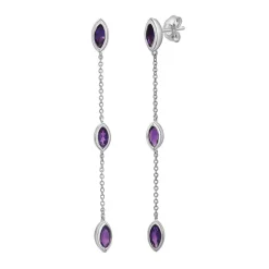 Marquise-Shaped Amethyst Earrings In Sterling Silver