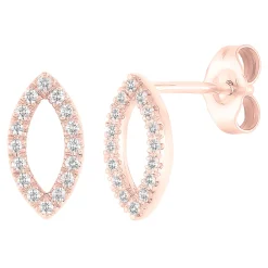 Marquise-Shaped Diamond Earrings In 10K Rose Gold (1/8 Ct. Tw.)