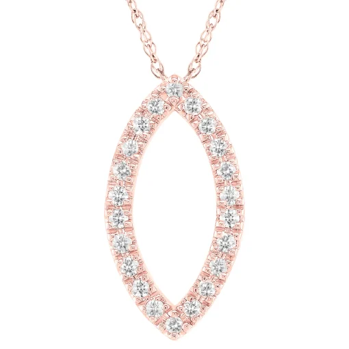 Marquise-Shaped Diamond Pendant In 10K Rose Gold (1/10 Ct. Tw.)