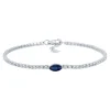Marquise-Shaped Lab Created Blue & White Sapphire Bracelet In Sterling Silver