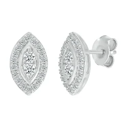 Marquise-Shaped Multi-Diamond Stud Earrings In 10K White Gold (1/2 Ct. Tw.)