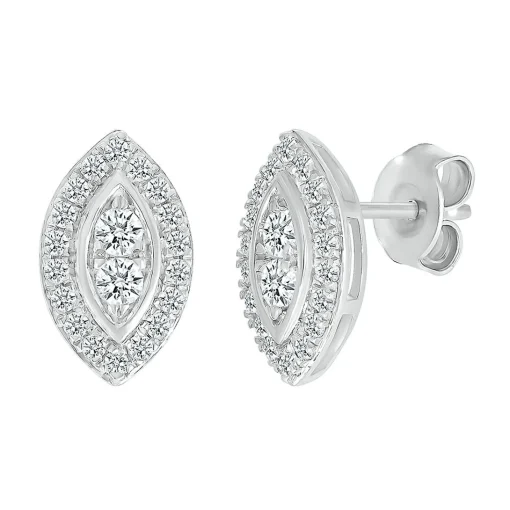 Marquise-Shaped Multi-Diamond Stud Earrings In 10K White Gold (1/2 Ct. Tw.)