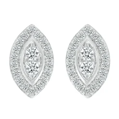 Marquise-Shaped Multi-Diamond Stud Earrings In 10K White Gold (1/2 Ct. Tw.)