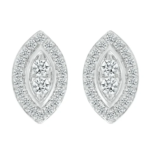 Marquise-Shaped Multi-Diamond Stud Earrings In 10K White Gold (1/2 Ct. Tw.)