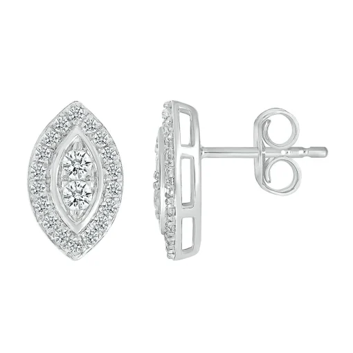 Marquise-Shaped Multi-Diamond Stud Earrings In 10K White Gold (1/2 Ct. Tw.)