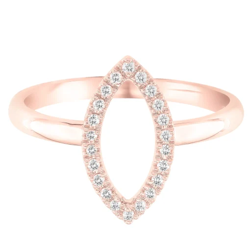 Marquise-Shaped Ring With Diamonds In 10K Rose Gold (1/10 Ct. Tw.)