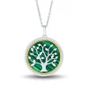 Medallion Necklace With Family Tree & Malachite In Sterling Silver
