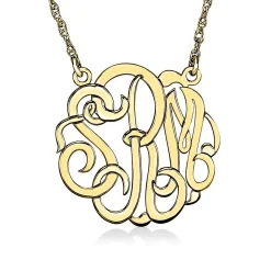 Medium Monogram Necklace In 14K Yellow Gold