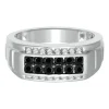 Men's 1 Ct. Tw. Black & White Diamond Band In Sterling Silver