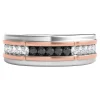 Men's 1/2 Ct. Tw. Black & White Diamond Band In 10K White & Rose Gold, 8.5Mm