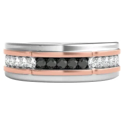 Men's 1/2 Ct. Tw. Black & White Diamond Band In 10K White & Rose Gold, 8.5Mm