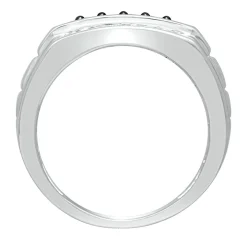 Men's 1 Ct. Tw. Black & White Diamond Band In Sterling Silver