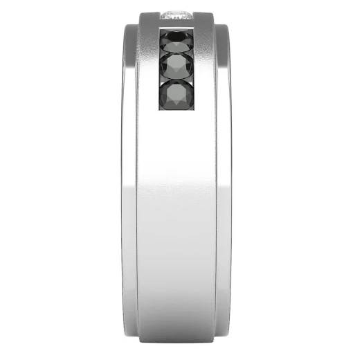 Men's 3/8 Ct. Tw. Black & White Diamond Ring In 10K White Gold