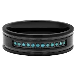 Men's 1/10 Ct. Tw. Blue Diamond Band In Stainless Steel, 7Mm