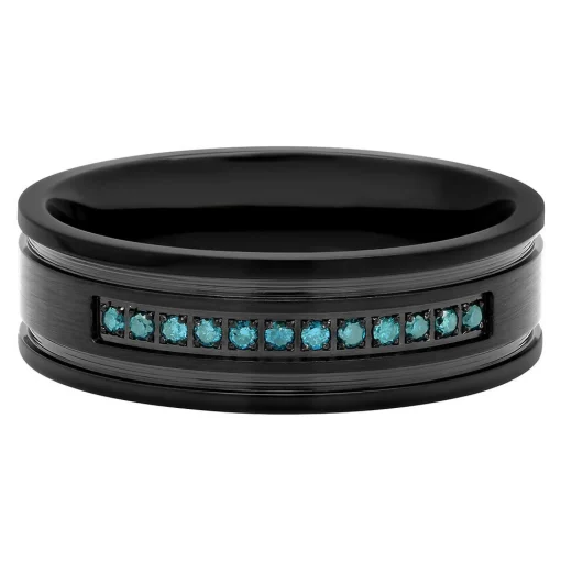 Men's 1/10 Ct. Tw. Blue Diamond Band In Stainless Steel, 7Mm