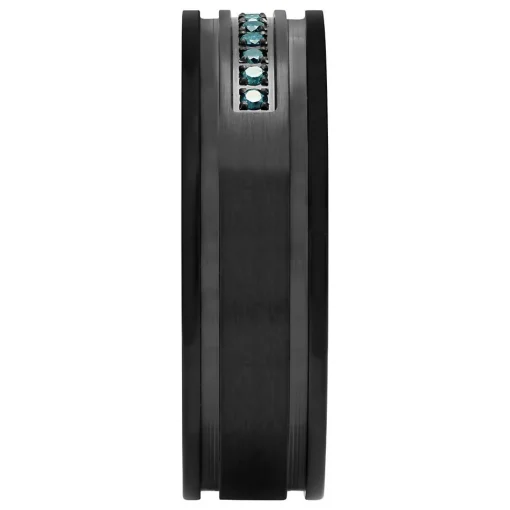Men's 1/10 Ct. Tw. Blue Diamond Band In Stainless Steel, 7Mm