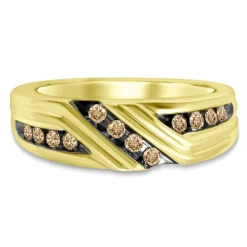 Men's 1/3 Ct. Tw. Champagne Diamond Ring In 10K Yellow Gold