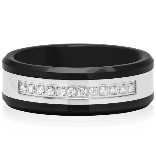 Men's 1/7 Ct. Tw. Diamond Band In Stainless Steel & Ceramic