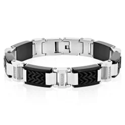 Men's 1/7 Ct. Tw. Diamond Bracelet In Stainless Steel