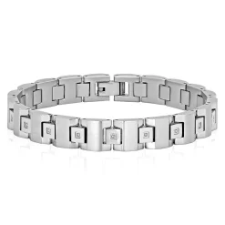 Men's 1/10 Ct. Tw. Diamond Link Bracelet In Stainless Steel