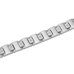 Men's 1/10 Ct. Tw. Diamond Link Bracelet In Stainless Steel