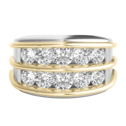 Men's 2 Ct. Tw. Diamond Ring In 14K Yellow & White Gold, 6Mm