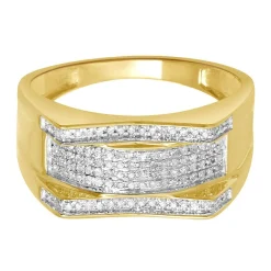 Men's 1/5 Ct. Tw. Diamond Ring In 10K Yellow Gold, 10.8Mm