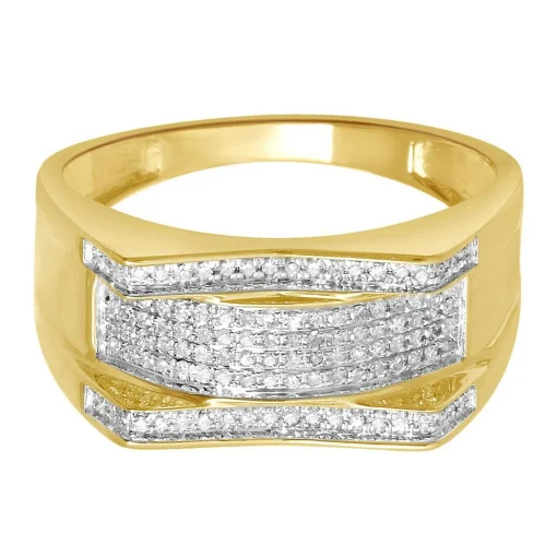 Men's 1/5 Ct. Tw. Diamond Ring In 10K Yellow Gold, 10.8Mm