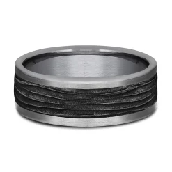 Men's Bark Pattern Band In Grey Tantalum, 8Mm