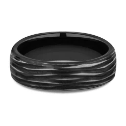 Men's Bark Pattern Band In Black Titanium, 6.5Mm