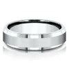 Men's Bevel Edge Band In 10K White Gold, 6Mm