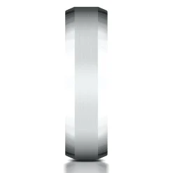 Men's Bevel Edge Band In 10K White Gold, 6Mm