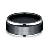 Men's Black & White Cobalt Wedding Band, 9Mm